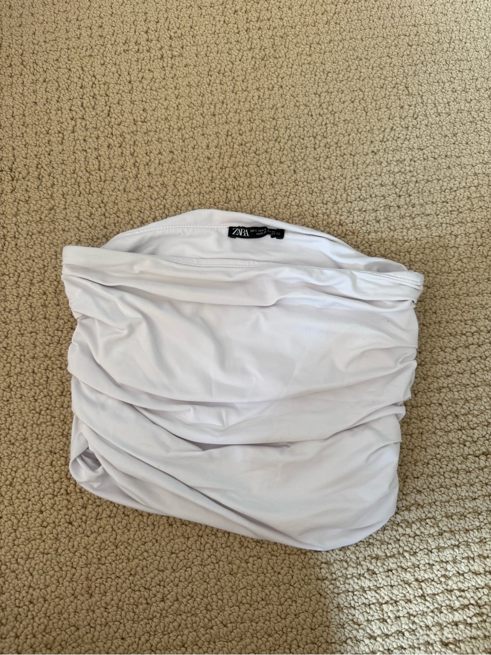 ZARA White Strapless Ruched Tube Top/Camisole